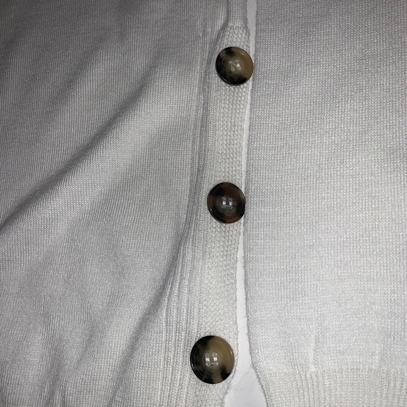 Off White V-neck Hi-low Side Button Sweater - Picture 6 of 9